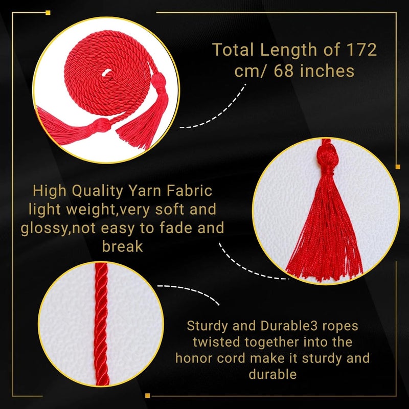 GRADFTY Double Red and Gold Graduation Honor Cords for Graduation 2025, National Honors Society Red and Gold Cords - Image 3